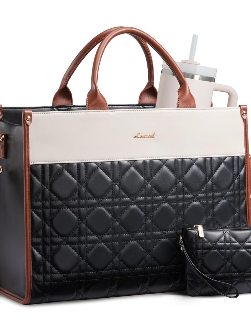 Laptop Tote Bag for Women,Waterproof Leather Work Bag for Teacher,Business Offic